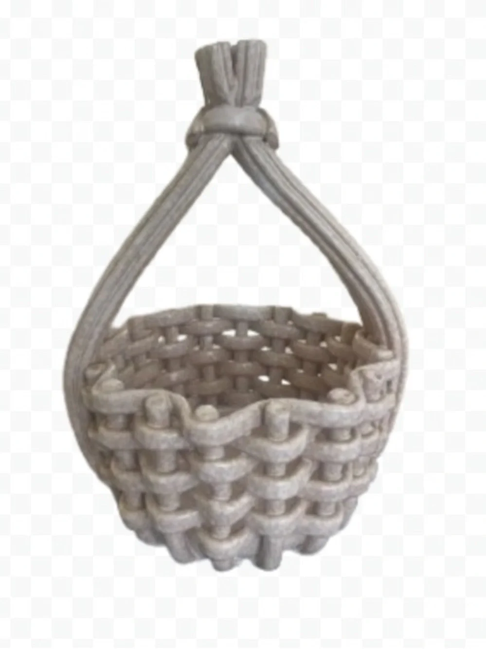 RARE FIND - Vintage Italian Porcelain Woven Basket with Braided Twisted Handle